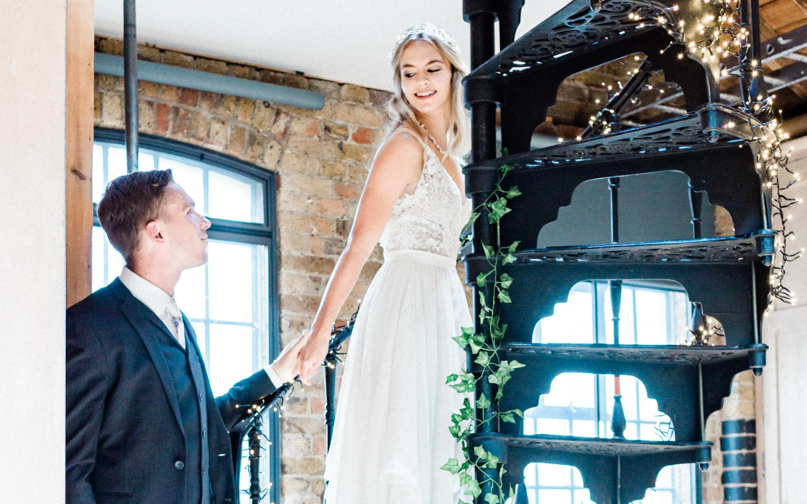 Industrial glamour Styled Shoot Whitewed approved wedding photographer Queen Bea Photography First Option Location Studio Shoreditch London