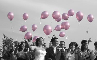 Stuart Harrison Photography Whitewed Directory approved wedding photographer story telling reportage packages budgets Swindon Wiltshire black white pink balloon