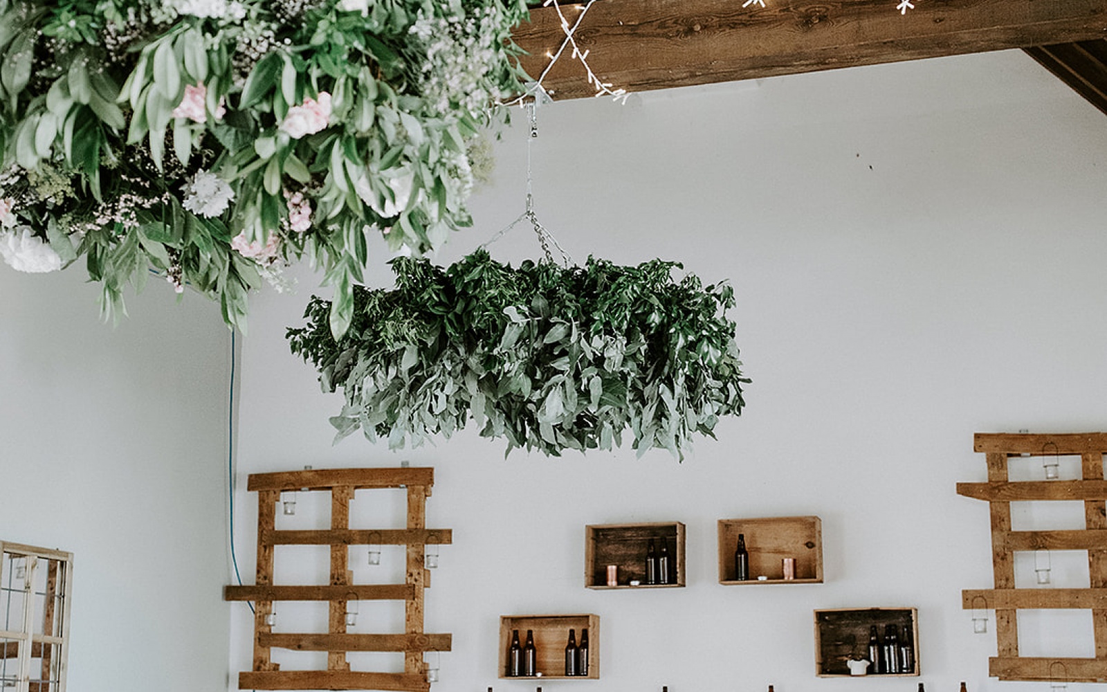 From the professionals blog on Eco-friendly weddings catering and florist Vaughan's Kitchen and Corky and Prince Swindon Wiltshire outdoor wedding hanging floral wedding decor