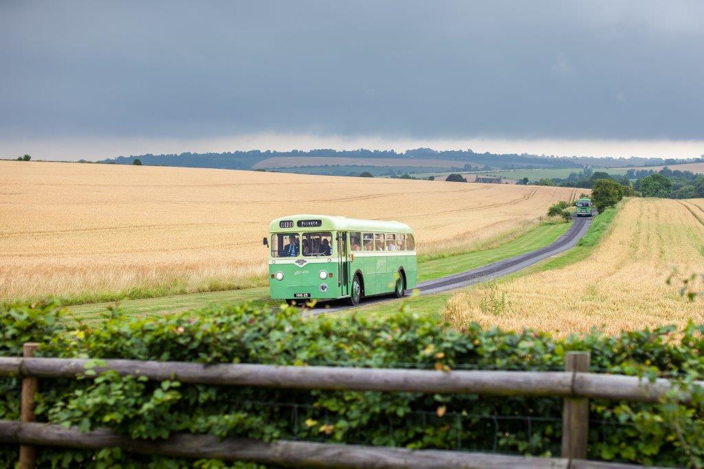 Whitewed Wedding Show Venue Wellington Barn Calstone near Calne Wiltshire vintage bus