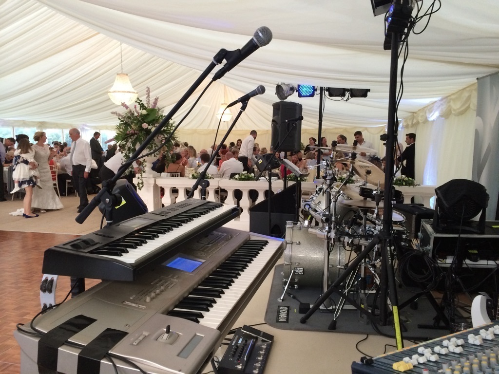 Whitewed Directory supplier of the month live four piece wedding band 24-7 Swindon Wiltshire instrumental set up